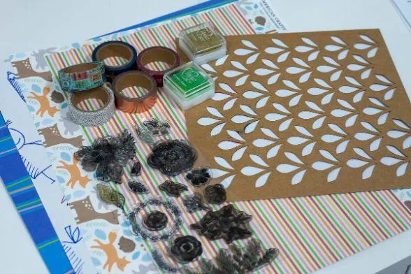 scrapbook page pattern embellishments