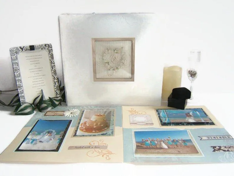 Wedding themed pre-made scrapbooking album 